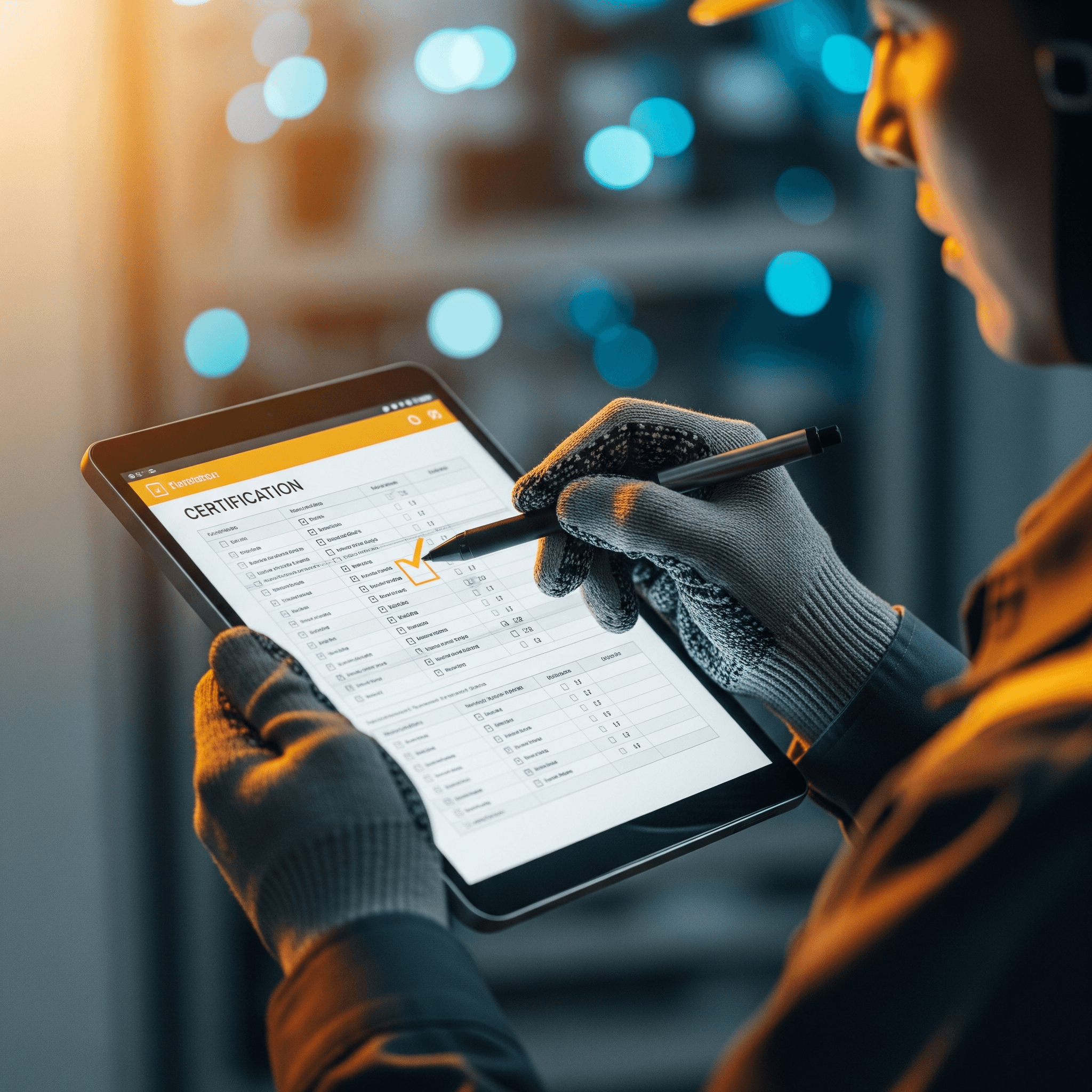 Técnico realizando certificação elétrica