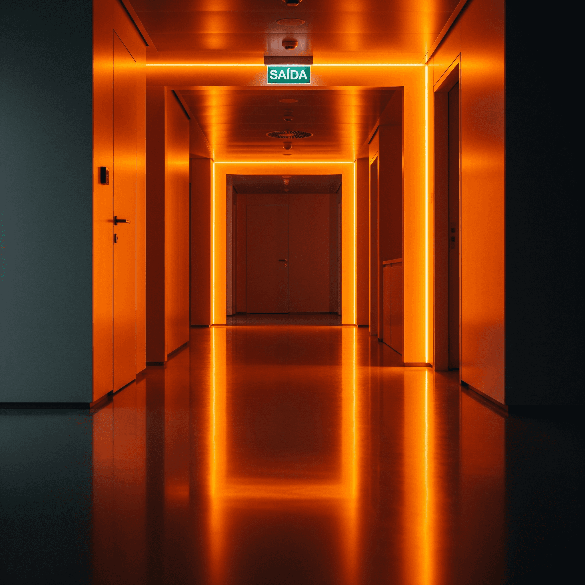 Iluminação de emergência em corredor